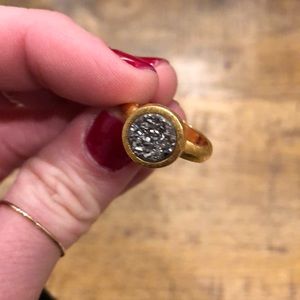 Anthropologie Gold Brushed Druzy Ring